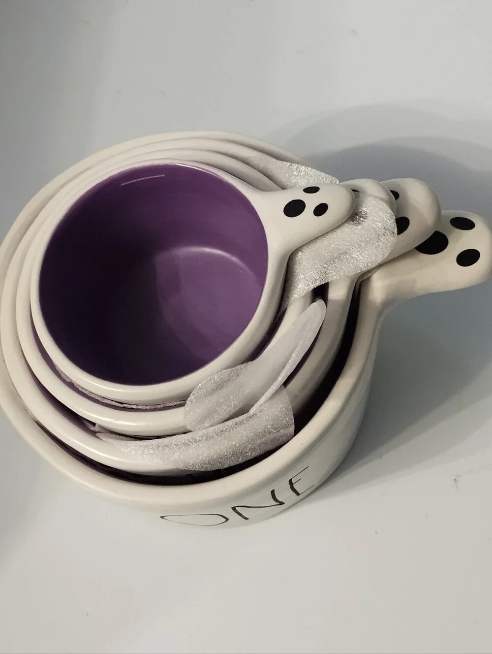New Rae Dunn Ceramic 'ONE' Nesting Measuring Cups Set Of 4
